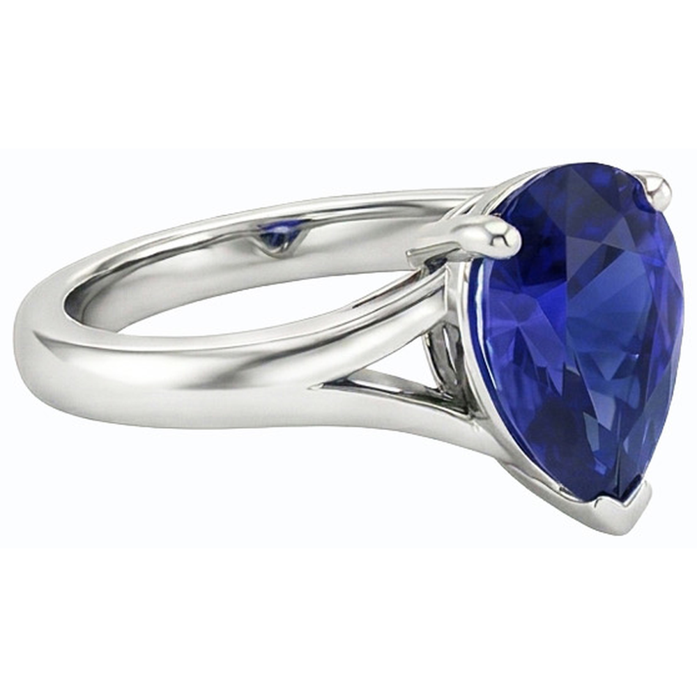 Ladies Jewellery Solitaire Pear Cut Ceylon Sapphire Ring 2 Carats