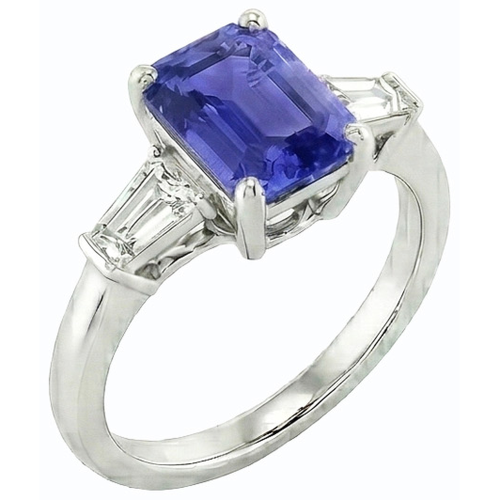 natural emerald sapphire 2.50ct ring top view