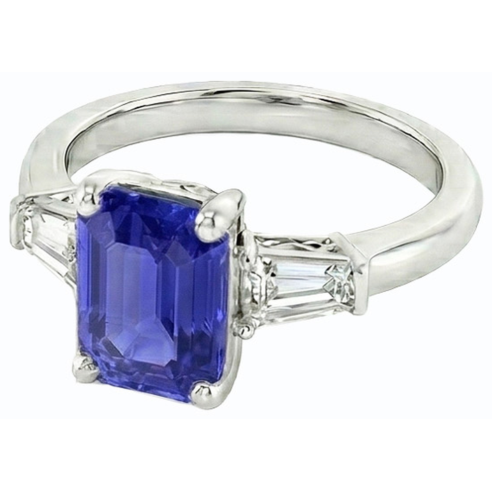 natural emerald sapphire 2.50ct ring profile view