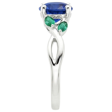 Ladies Natural Blue Sapphire & Emeralds Gemstone Ring 3 Carats