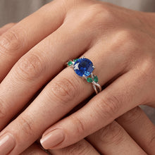 Ladies Natural Blue Sapphire & Emeralds Gemstone Ring 3 Carats