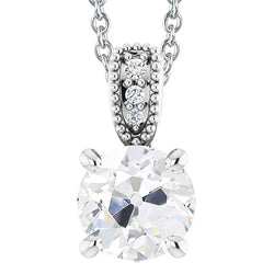 Ladies Natural Earth Mined Diamond Pendant Old Miner Jewellery With Bail 5 Carats Prong Set