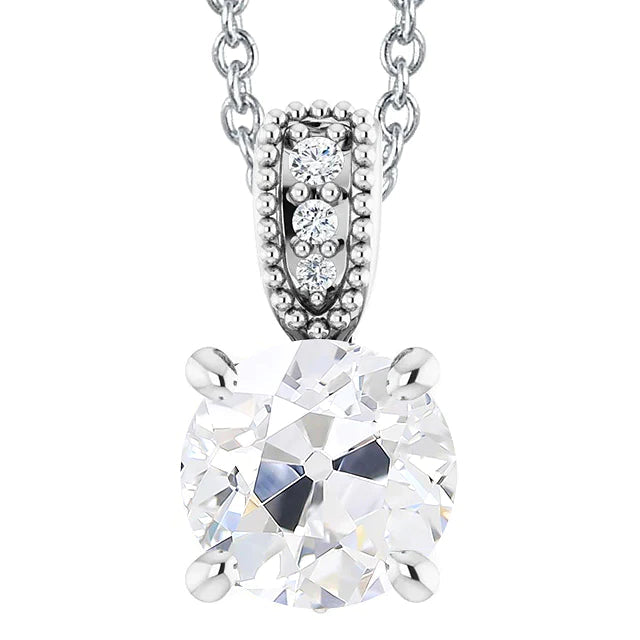 Ladies Natural Diamond Pendant Old Miner Jewelry With Bail 5 Carats Prong Set