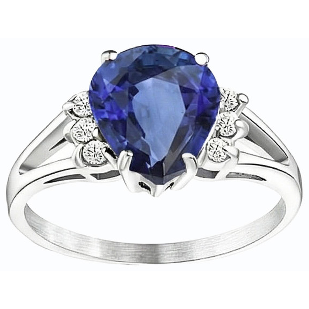 natural round sapphire 3.50ct ring top view