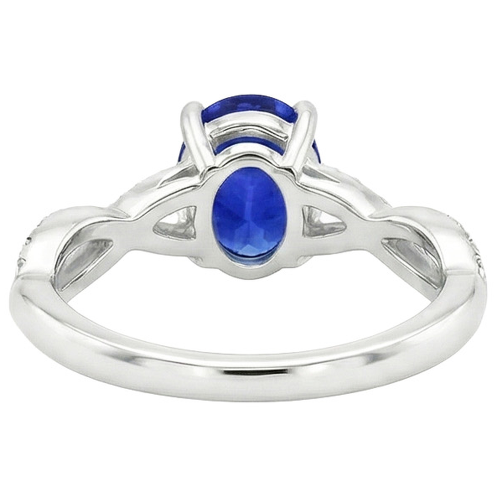 Ladies Natural Earth Mined Diamond Engagement Ring Oval Blue Sapphire & Diamonds 5 Carats