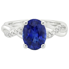 Ladies Natural Earth Mined Diamond Engagement Ring Oval Blue Sapphire & Diamonds 5 Carats