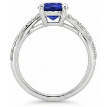 natural round sapphire 3ct ring on white background