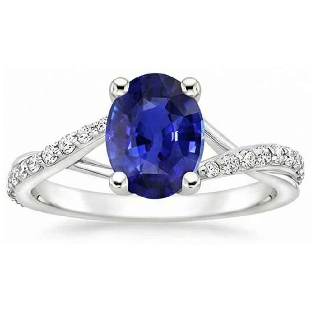 natural round sapphire 3ct ring close up detail