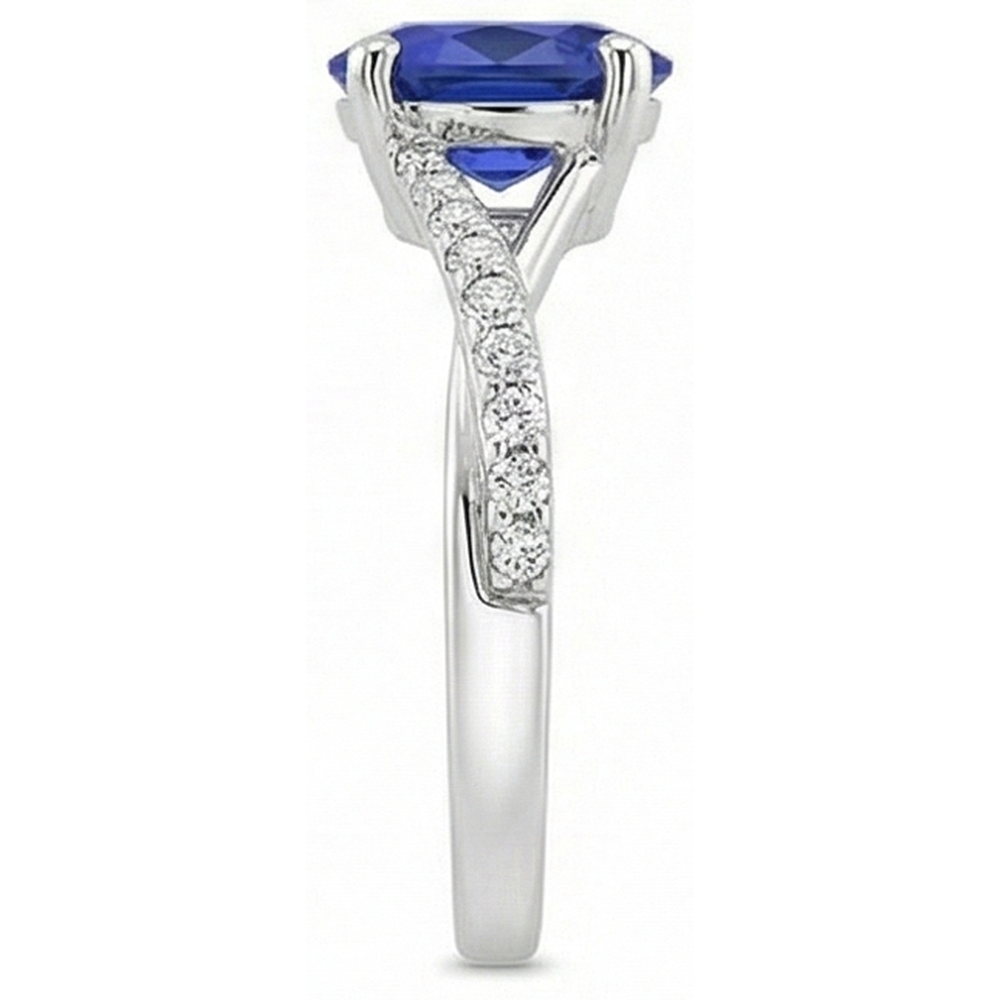 natural round sapphire 3ct ring profile view