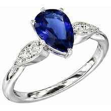 Ladies Natural Earth Mined Diamond Jewellery Ceylon Sapphire Ring 2 Carats White Gold 14K