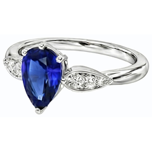 Ladies Natural Earth Mined Diamond Jewellery Ceylon Sapphire Ring 2 Carats White Gold 14K