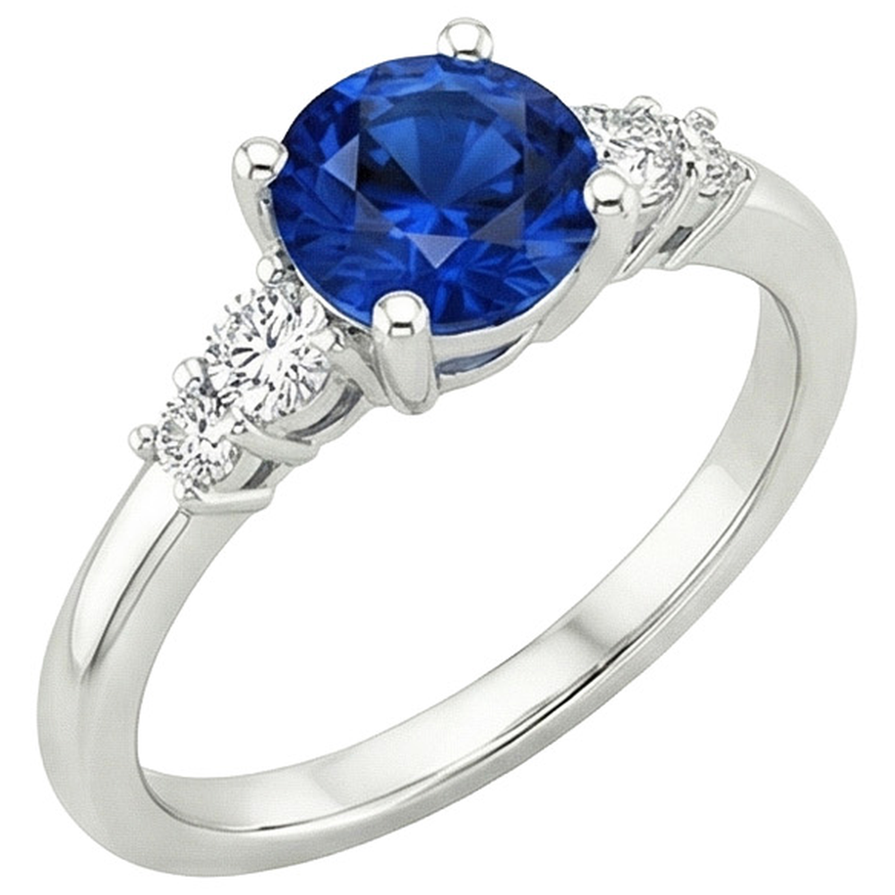Ladies Natural Earth Mined Diamond Jewellery Round Ceylon Sapphire Five Stone 2.50 Carats
