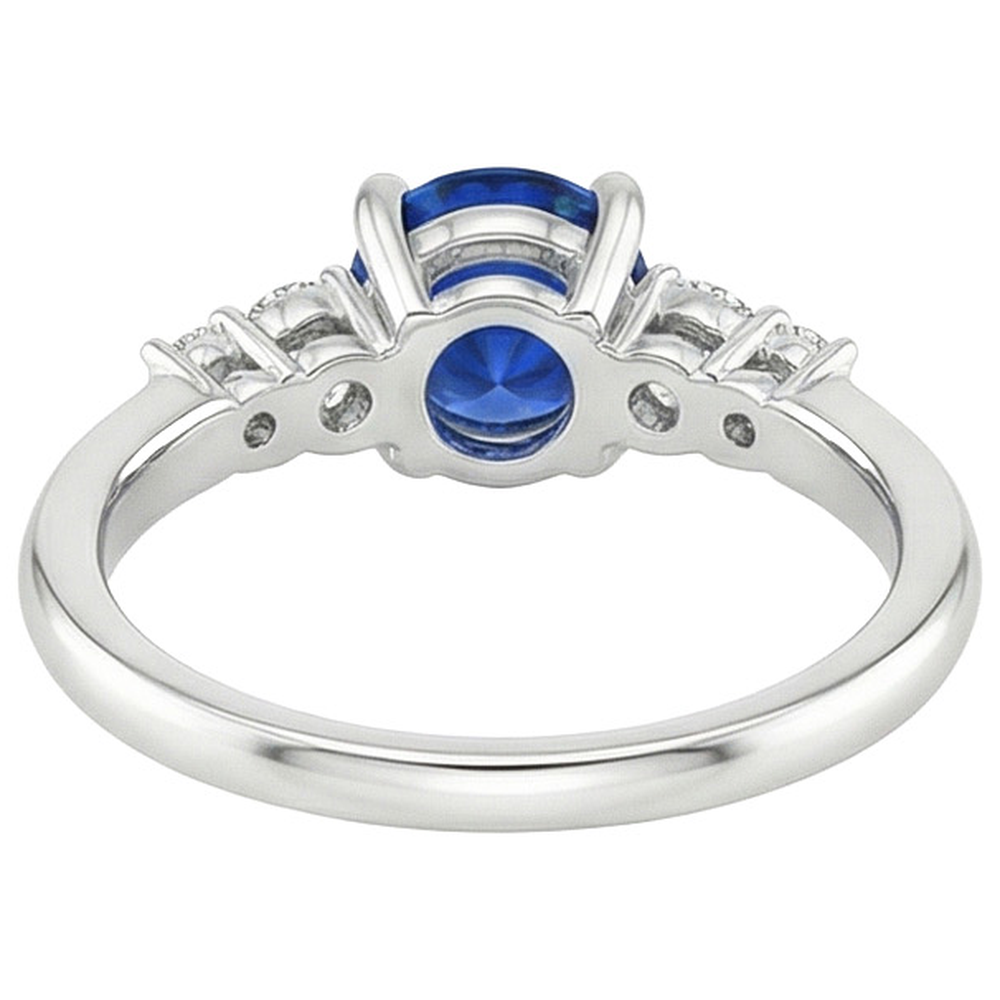 Ladies Natural Earth Mined Diamond Jewellery Round Ceylon Sapphire Five Stone 2.50 Carats