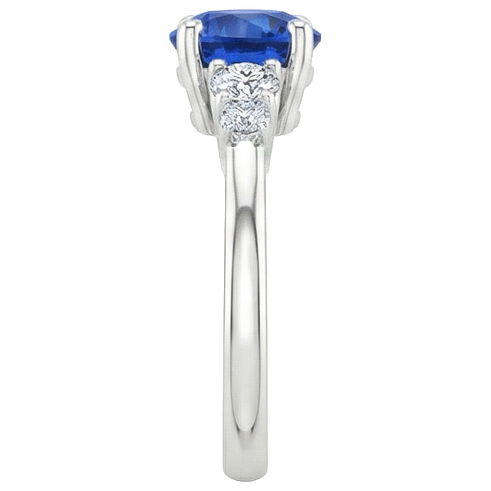 Ladies Natural Earth Mined Diamond Jewellery Round Ceylon Sapphire Five Stone 2.50 Carats