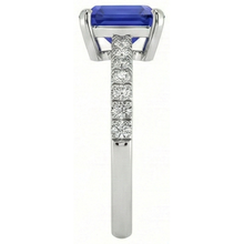 Ladies Natural Earth Mined Diamond Ring Asscher Sri Lankan Sapphire 9.25 Carats Gold
