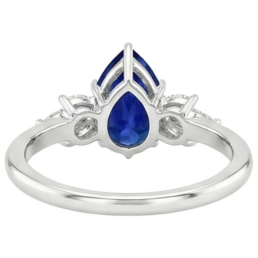 natural pear sapphire 7.25ct ring top view