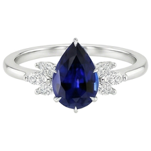 natural pear sapphire 7.25ct ring profile view