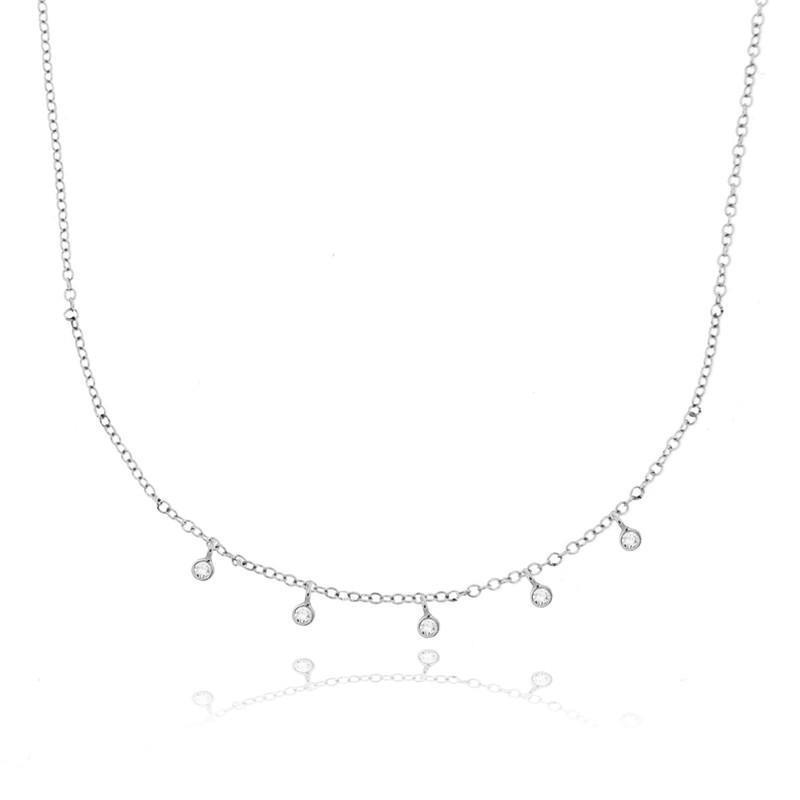 Ladies Natural Round Diamond Chain Necklace White Gold 14K Jewelry 1 Ct