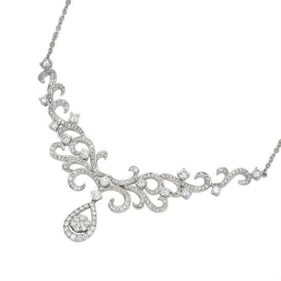 Ladies Necklace Round Brilliant Cut 8 Carats Genuine Diamonds White Gold