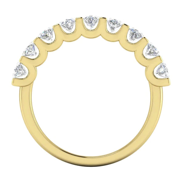 Ladies Oval Real Diamond Ring & Half Eternity Band Set Yellow Gold