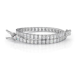 Ladies Princess Cut 12.10 Carats Real Diamond Tennis Fine Bracelet Jewelry