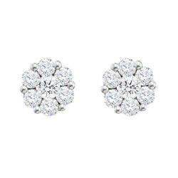 Ladies Real Round Diamond Studs Halo Earring Fine Gold Jewelry 4.20 Carats