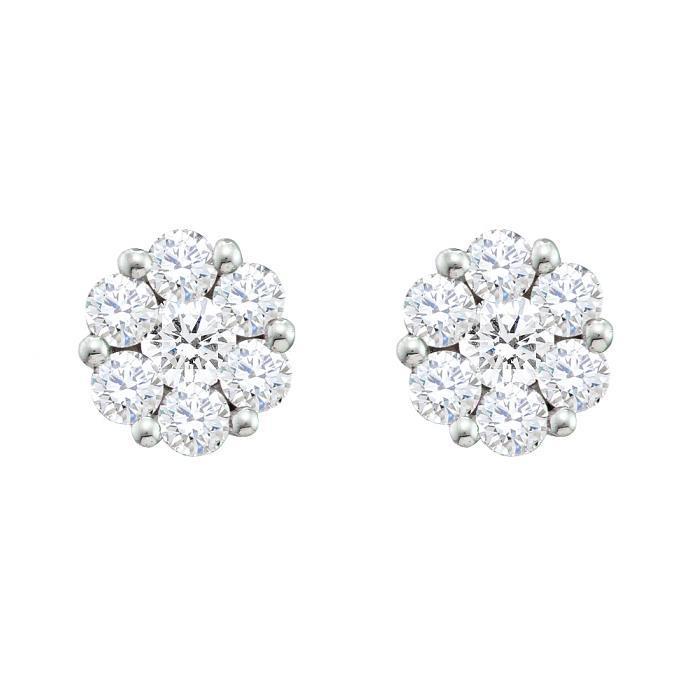 Ladies Real Round Diamond Studs Halo Earring Fine Gold Jewelry 4.20 Carats