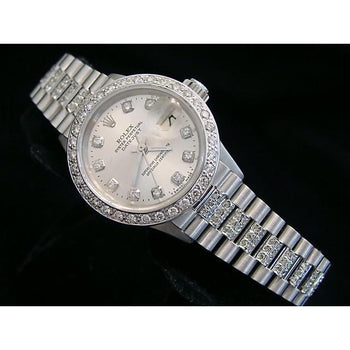 Ladies Rolex Datejust 26 Mm Watch Diamond Bracelet 7 Carats
