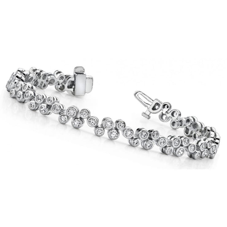 Ladies Round Cut Genuine Diamond Tennis Bracelet White Gold Fine 4 Carat