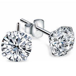 Ladies Round Natural Diamond Stud Earring Solid White Gold Jewelry 4.5 Carats