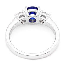 Ladies Round Natural Earth Mined Diamond Engagement Ring 2 Carats Blue Sapphire Gold 14K