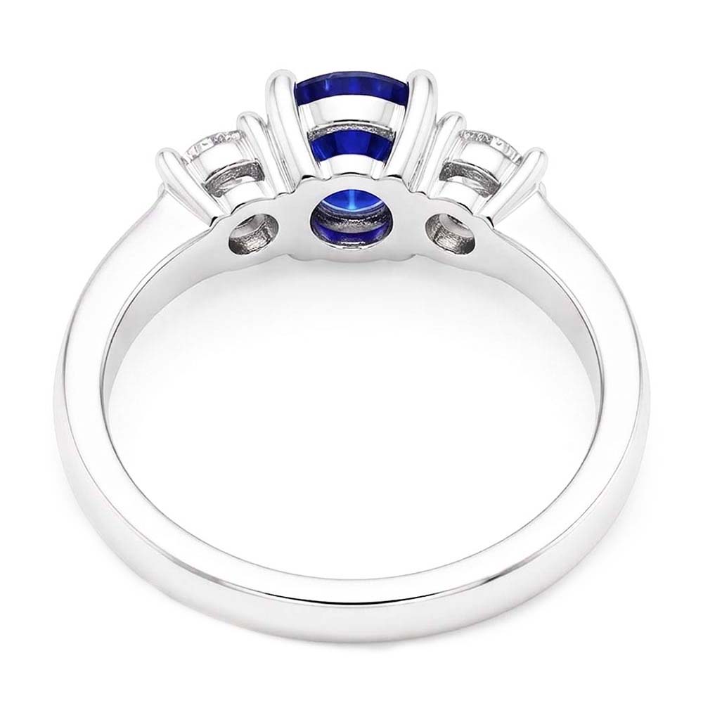 Ladies Round Natural Earth Mined Diamond Engagement Ring 2 Carats Blue Sapphire Gold 14K