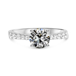 Ladies Round Old Cut Genuine Diamond Engagement Ring Gold 3.50 Carats