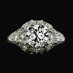 Ladies Round Old Cut Natural Diamond Ring Milgrain Antique Style 4.25 Carats