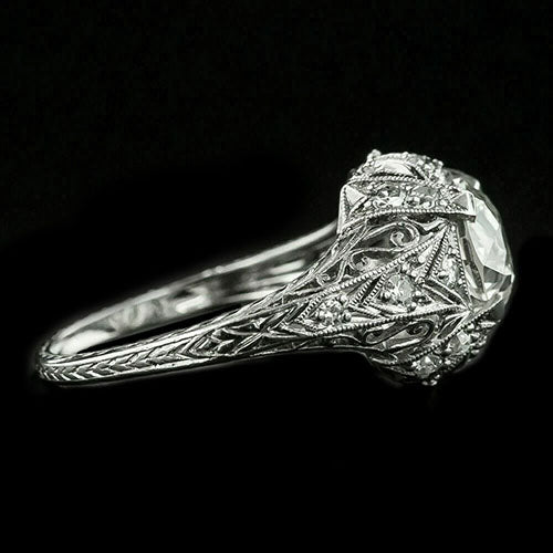 Ladies Round Old Cut Natural Earth Mined Diamond Ring Milgrain Antique Style 4.25 Carats