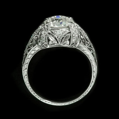 Ladies Round Old Cut Natural Earth Mined Diamond Ring Milgrain Antique Style 4.25 Carats