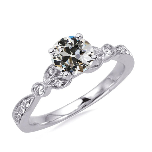 Ladies Round Old Mine Cut Natural Diamond Wedding Ring 3.50 Carats Milgrain