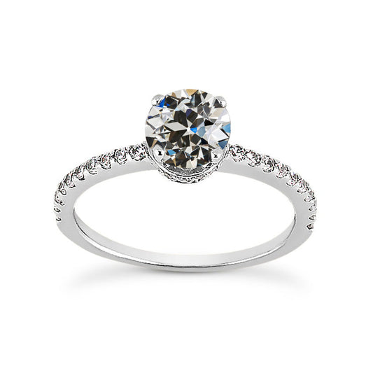 Ladies Round Old Mine Cut Real Diamond Wedding Ring 2.75 Carats 14K Gold
