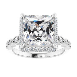 Ladies Round & Square Cut Old Mine Cut Real Diamond Ring 7.75 Carats