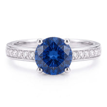 Ladies Sapphire Engagement Ring 2.50 Carats Round Natural Earth Mined Diamond Accented