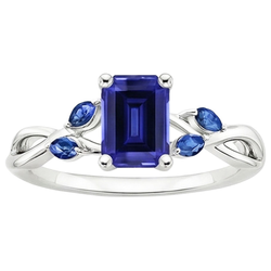 Natural Sapphire Ring 3.50ct - White Gold 14K