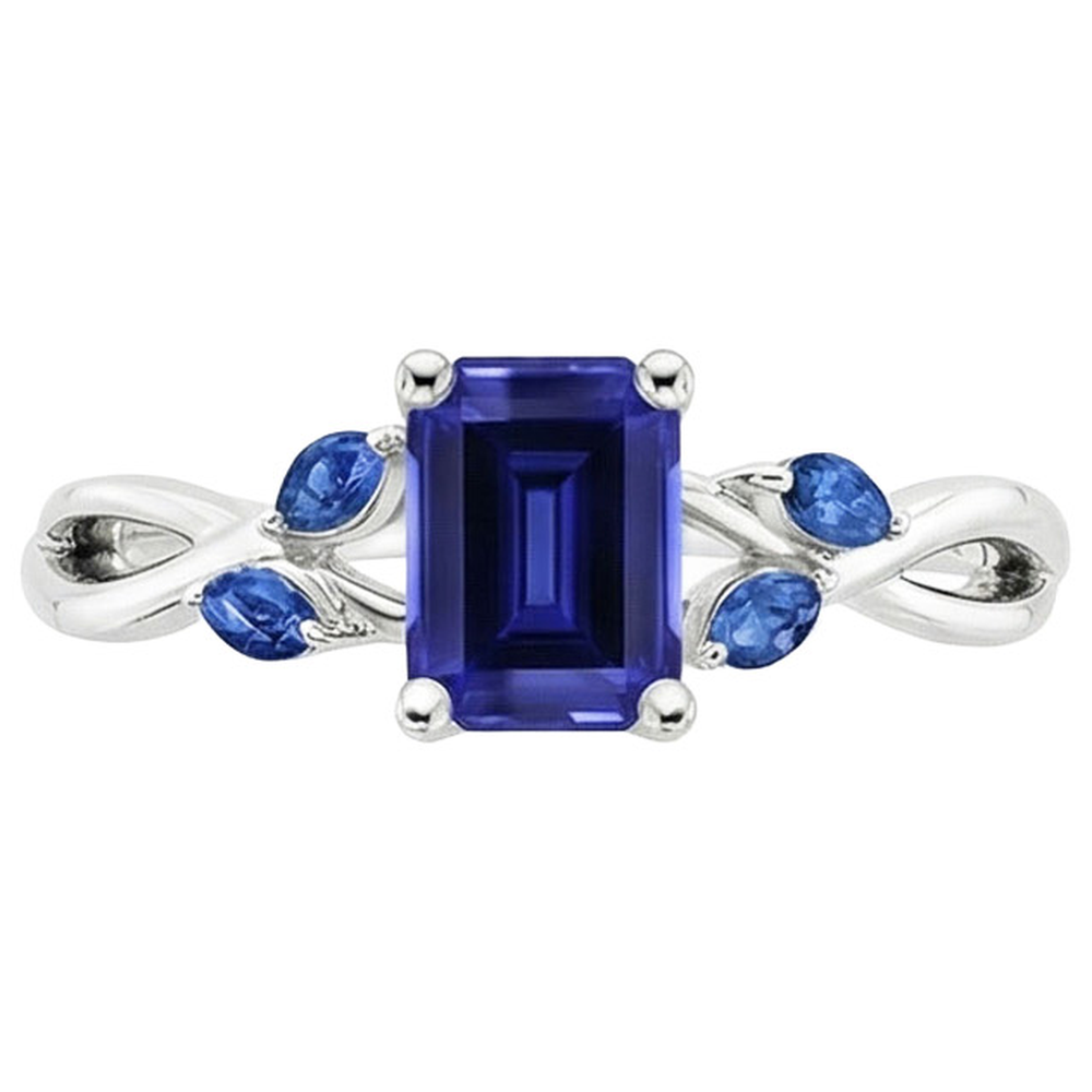 natural emerald sapphire 3.50ct ring profile view