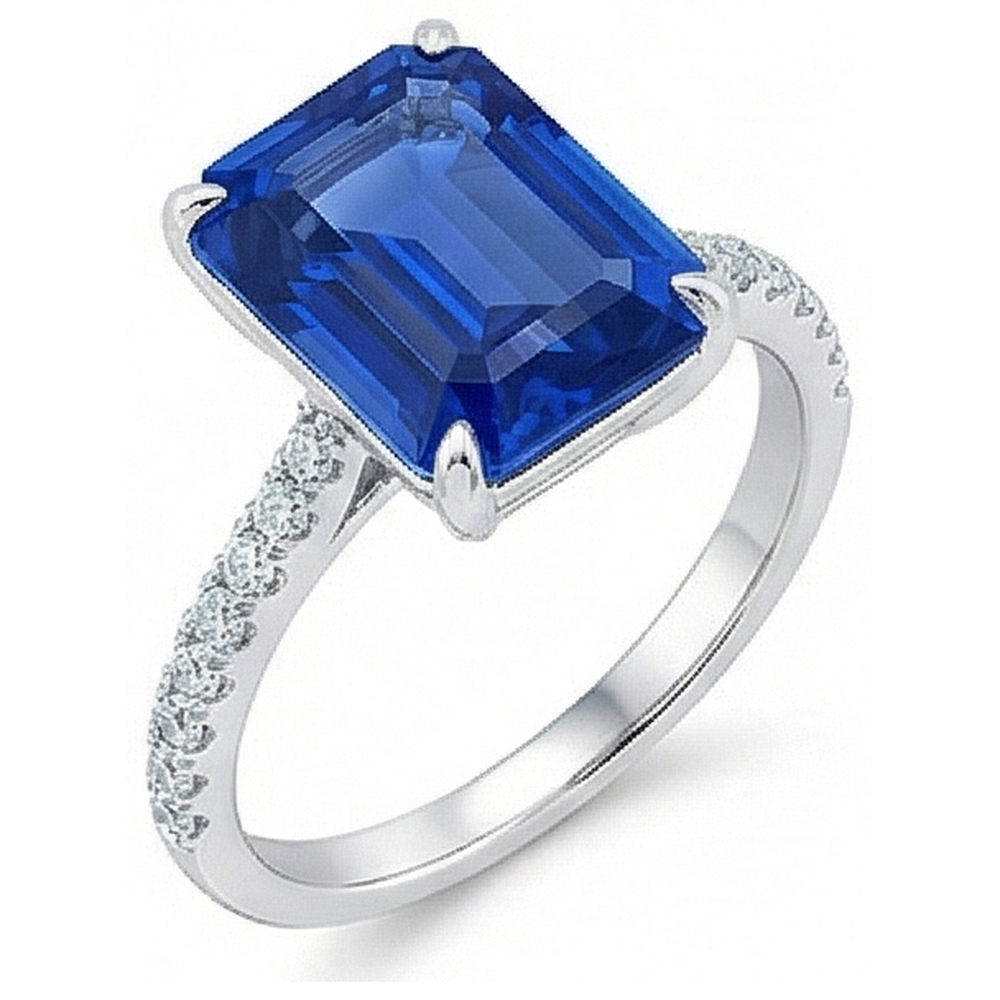 natural emerald sapphire 5ct ring top view