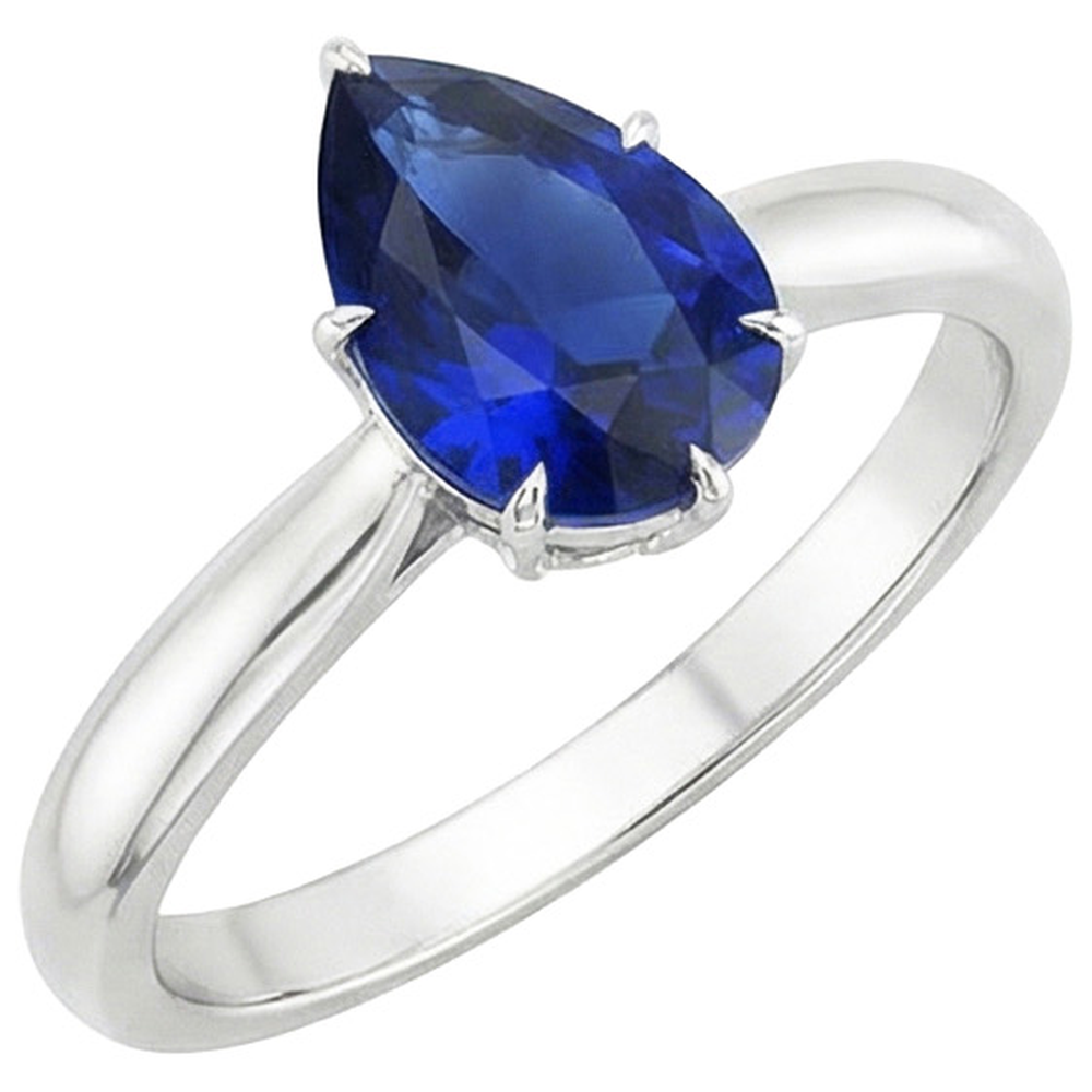 natural pear sapphire 4ct ring close up detail