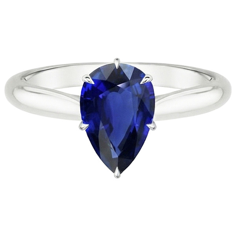 natural pear sapphire 4ct ring profile view