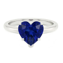 Ladies Solitaire Heart Shaped Ring Natural Blue Sapphire 2 Carats