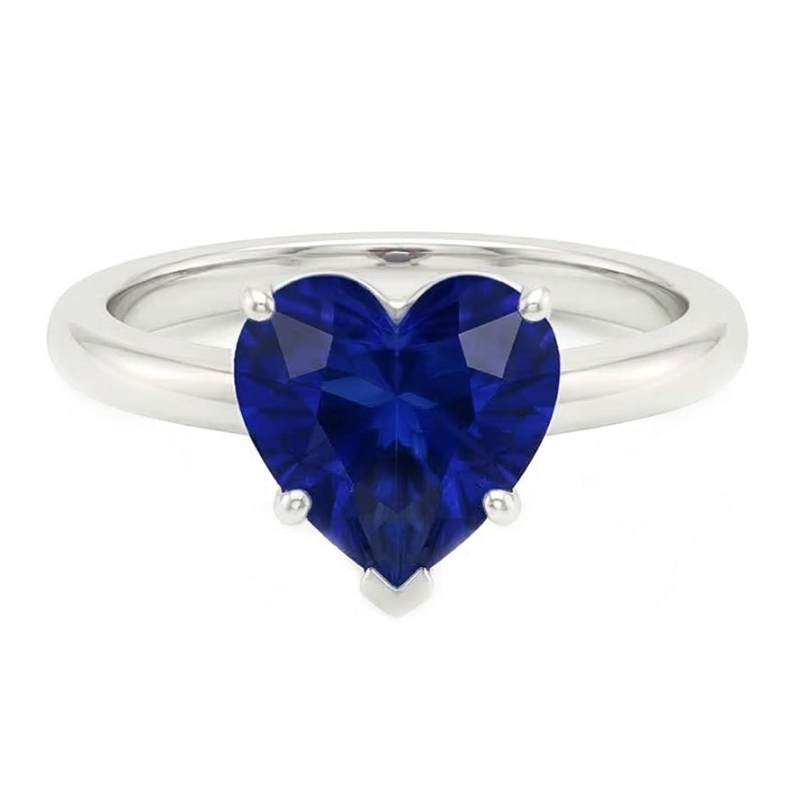 Ladies Solitaire Heart Shaped Ring Natural Blue Sapphire 2 Carats