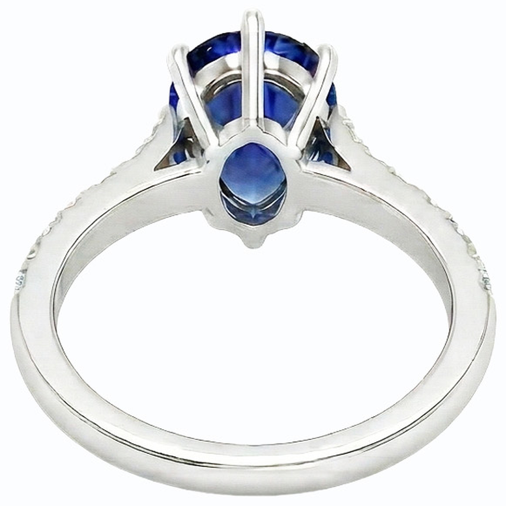 natural round sapphire 3ct ring front view