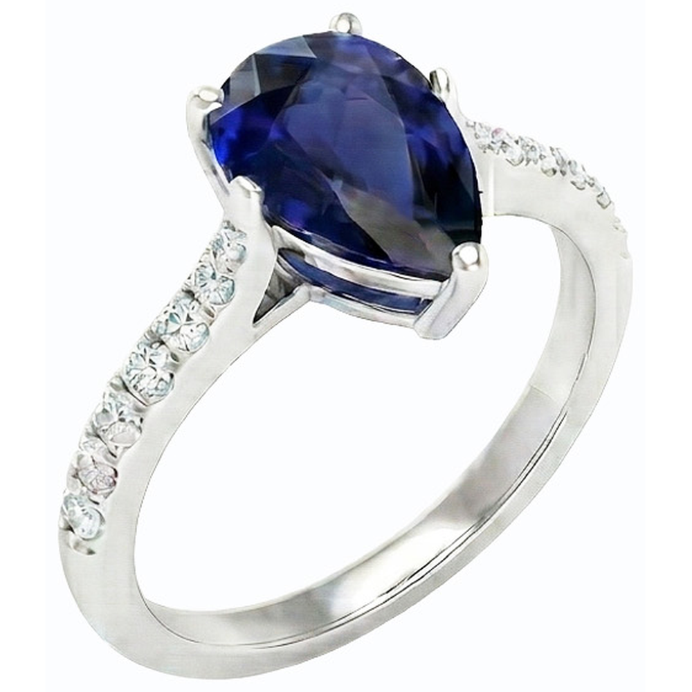 natural round sapphire 3ct ring side angle