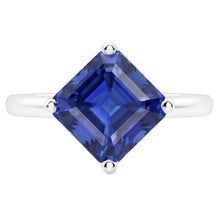 Ladies Solitaire Ring Asscher Ceylon Sapphire Gemstone 2.50 Carats